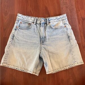 Zara Light Blue Washed Denim Shorts